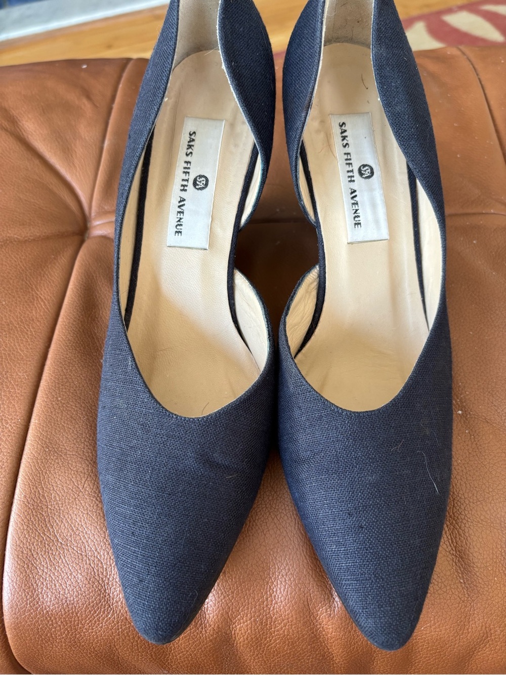 Saks Fifth Avenue Black Pointed Toe Women's d’Orsay wedge pumps